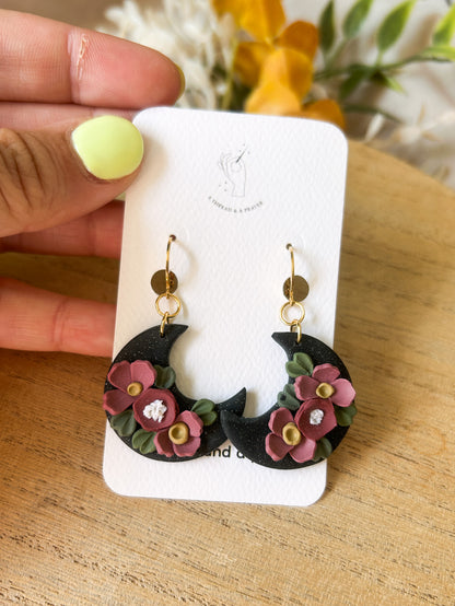 Celestial Vibes Autumn Earrings | Glitter and Shine | Moon Earrings | Book Earrings | Lightweight