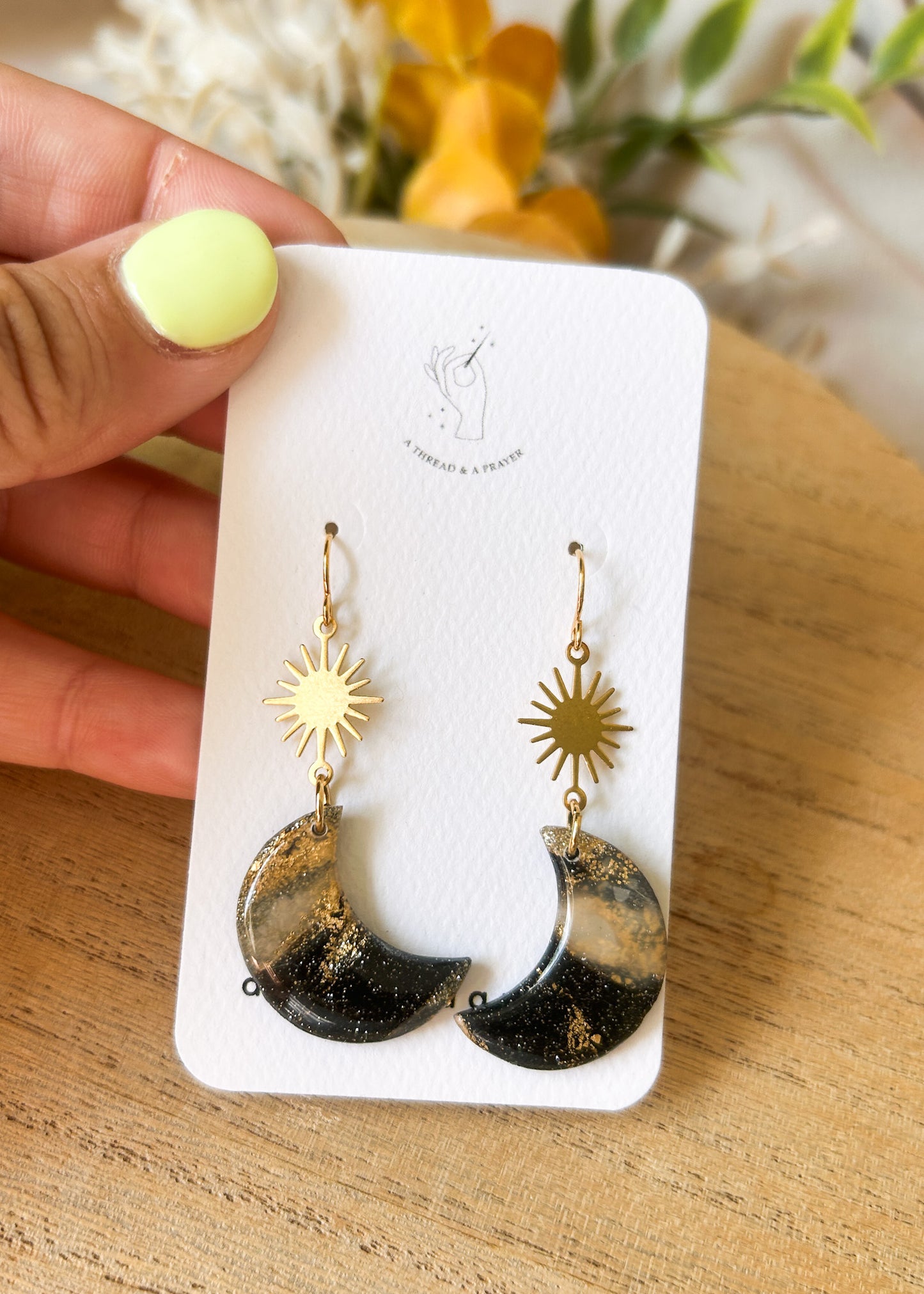 Celestial Vibes Autumn Earrings | Glitter and Shine | Moon Earrings | Book Earrings | Lightweight