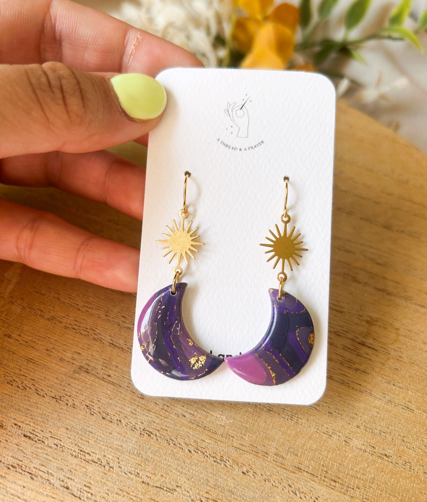 Celestial Vibes Autumn Earrings | Glitter and Shine | Moon Earrings | Book Earrings | Lightweight