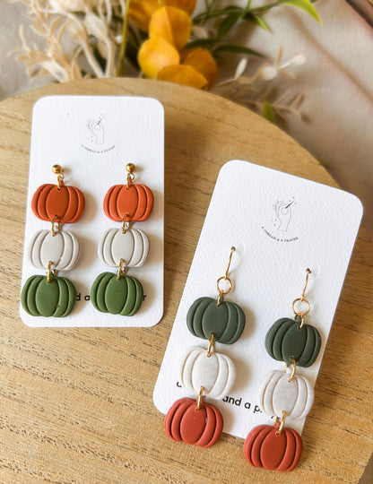 Stacked Pumpkin Earrings | Autumn Colors | Fall Earrings | Earth Tones | Dainty Earrings | Lightweight
