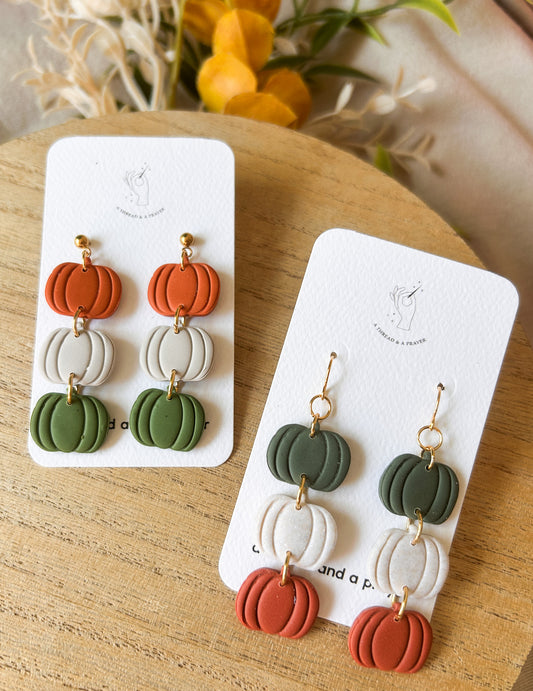 Stacked Pumpkin Earrings | Autumn Colors | Fall Earrings | Earth Tones | Dainty Earrings | Lightweight
