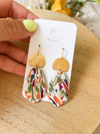 Autumn Colors Stained Glass Earrings | Clay Dangles | Cute Jewelry | Handmade Earrings | Fall Styles