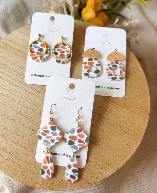 Muted Tones Stained Glass Earrings | Clay Dangles | Cute Jewelry | Handmade Earrings | Fall Styles