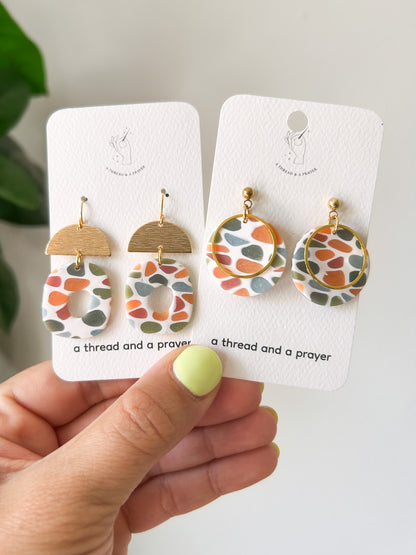 Muted Tones Stained Glass Earrings | Clay Dangles | Cute Jewelry | Handmade Earrings | Fall Styles