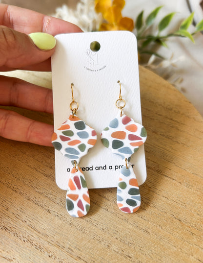 Muted Tones Stained Glass Earrings | Clay Dangles | Cute Jewelry | Handmade Earrings | Fall Styles
