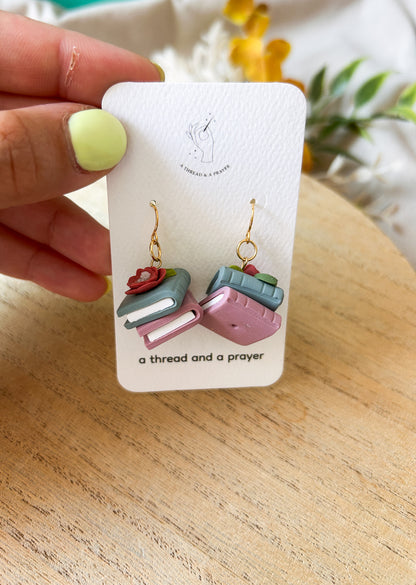 Read all about it Book Earrings | Library Book Stack | Reading is Fun | Library Earrings | Book Earrings
