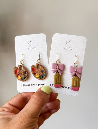 Pencils and Palettes Teacher Earrings | Back to School | Autumn | Teachers Rule!