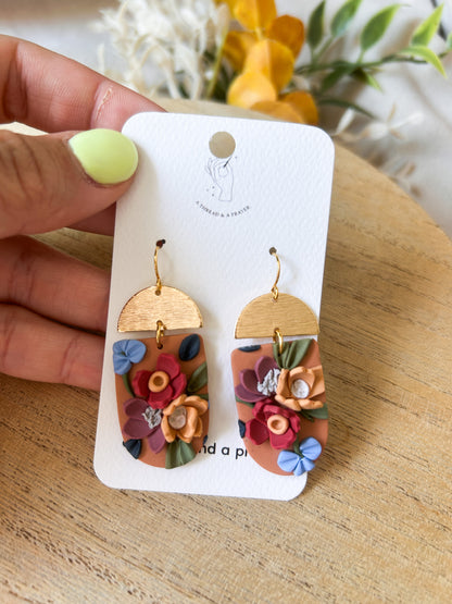 Autumn Garden Floral Earrings - Orange Base | Dainty Flower Earrings | Trendy Styles | Lightweight | Autumn