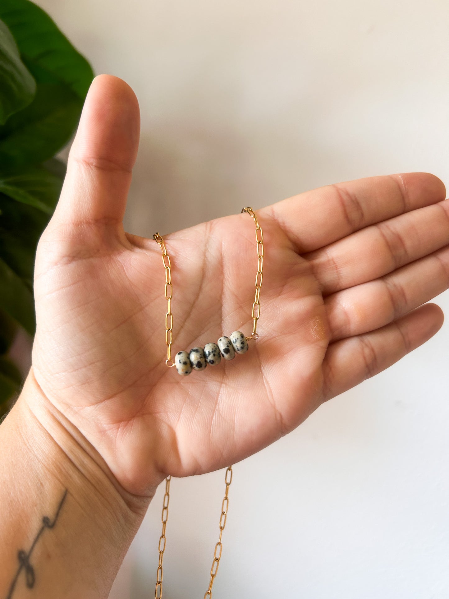 Chunky Chain Beaded Necklace |  Tarnish Free Necklace | 18in Chain