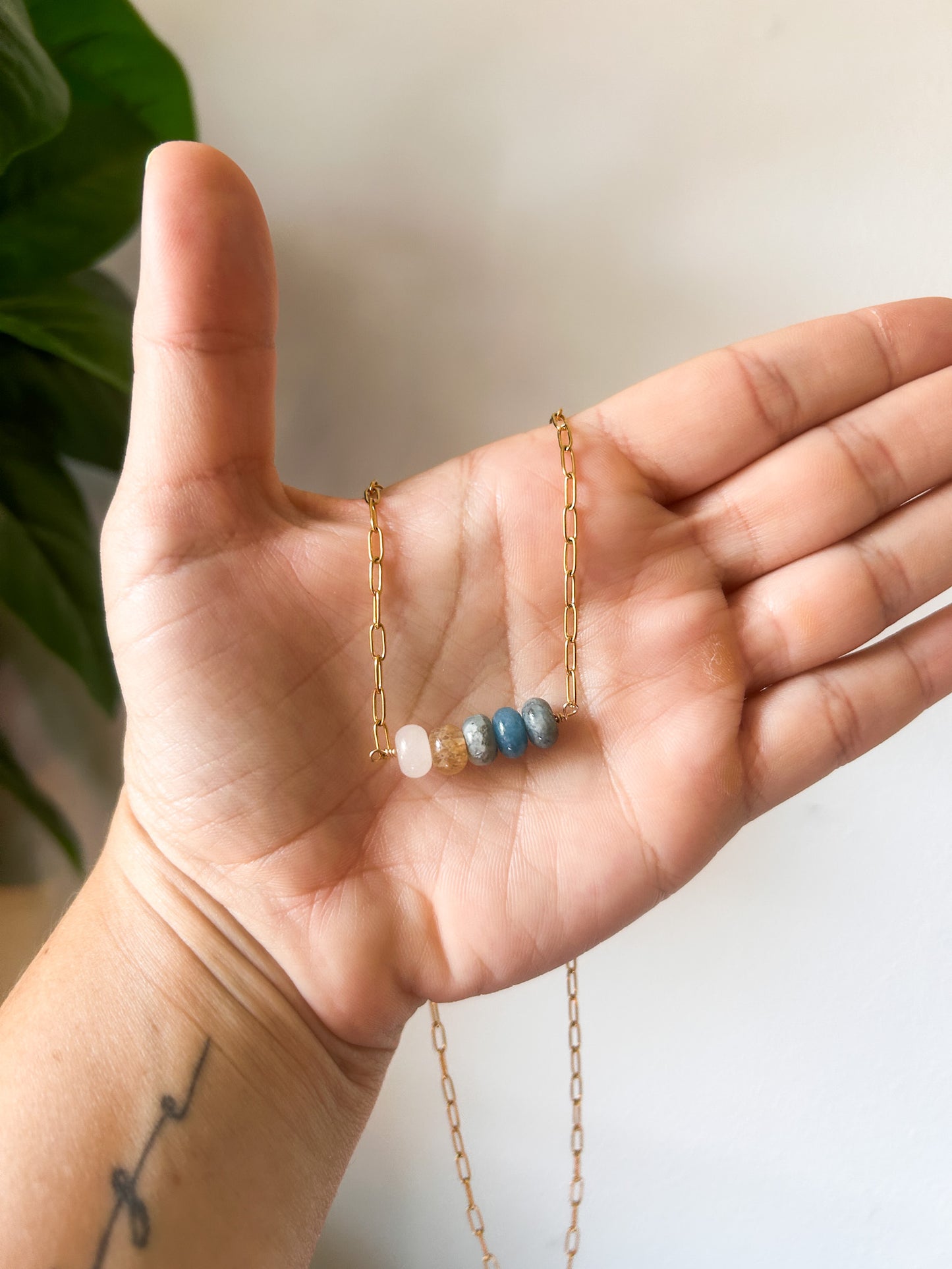 Chunky Chain Beaded Necklace |  Tarnish Free Necklace | 18in Chain