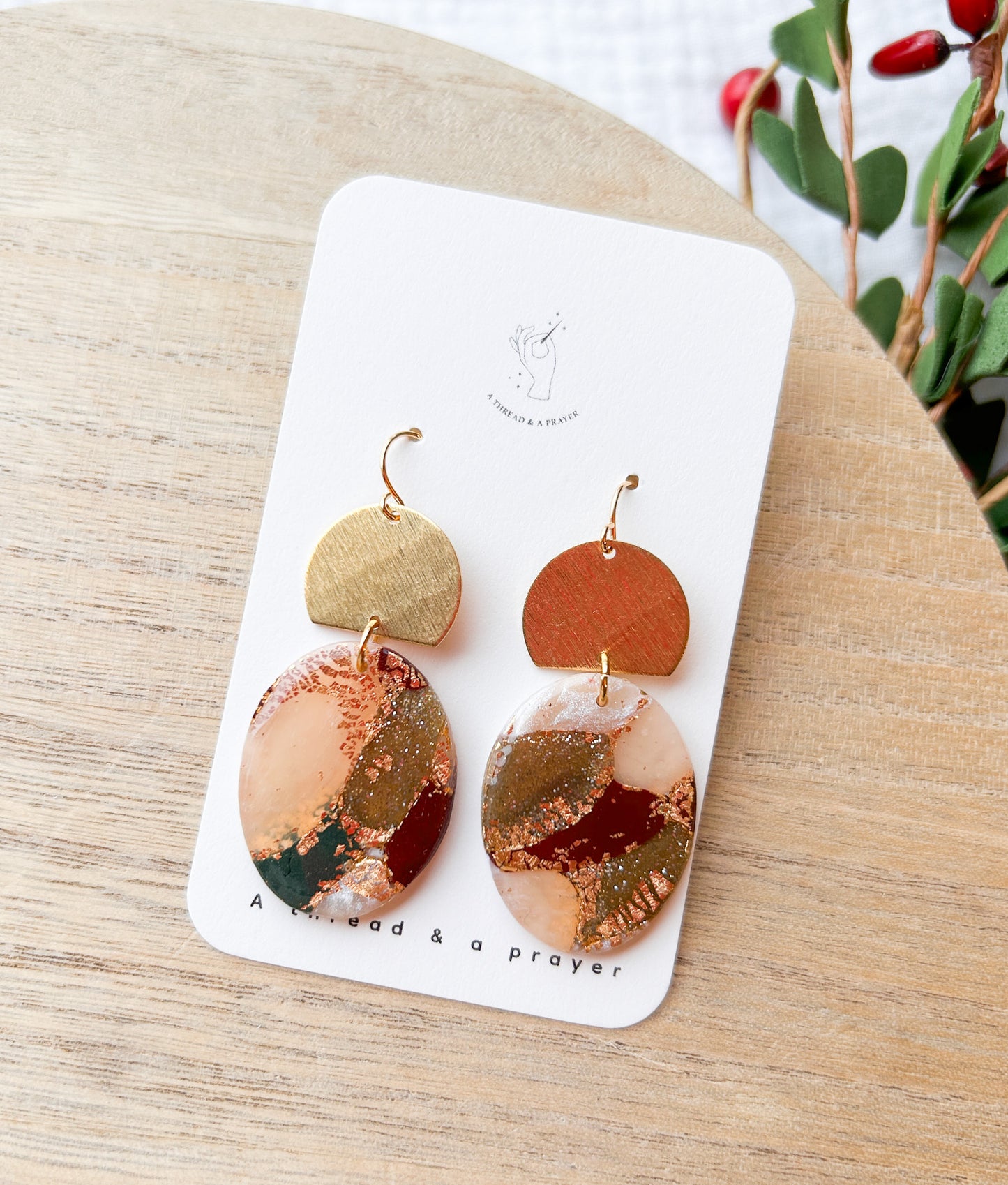 Elevated Christmas Marble Clay Earrings | Marble Style | Gold | Christmas Colors | Celebrate the Holidays