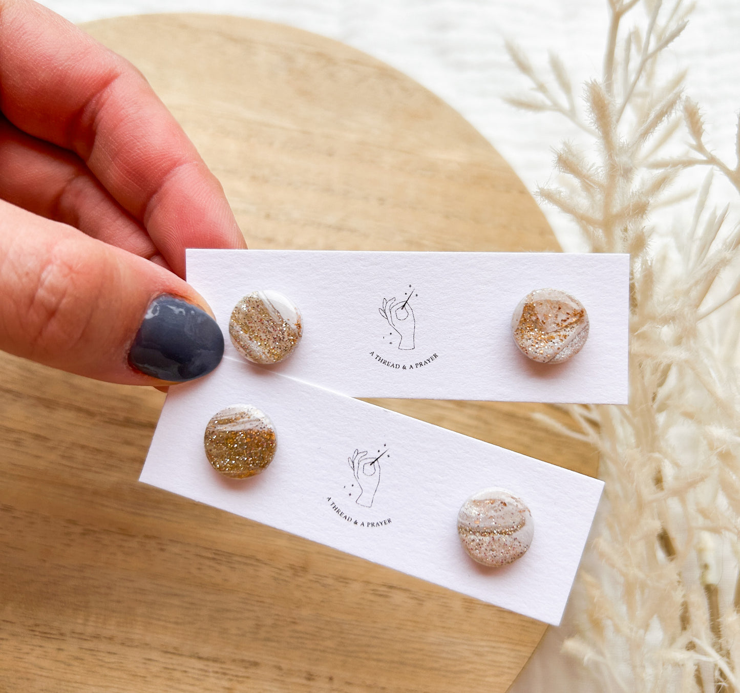 Magical Marble Clay Studs | Stud Earrings | Titanium | Hypoallergenic | Autumn Color Earrings | Stud Pack | Lightweight