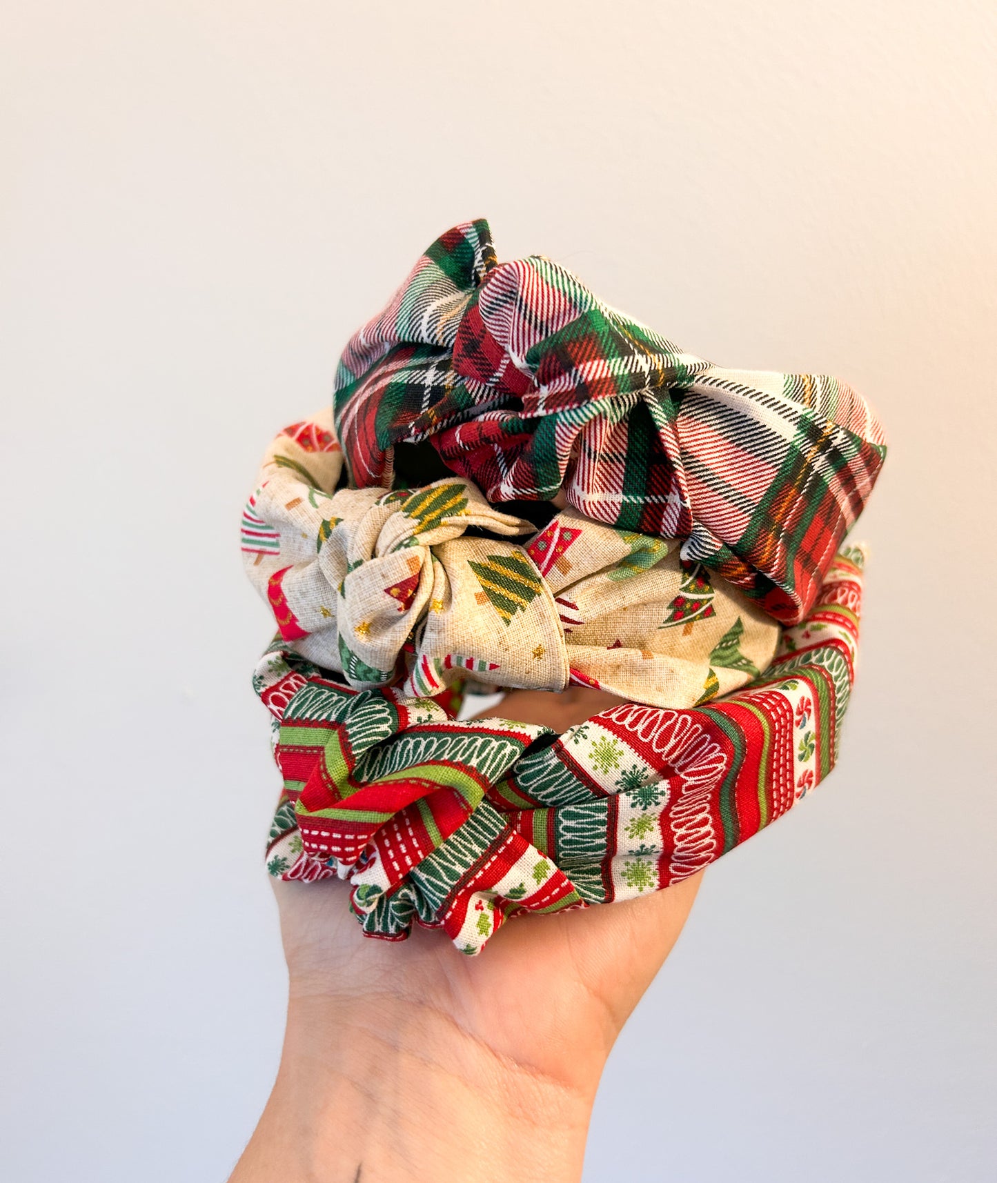 Christmas Top Knot Fabric Headbands | Cute Headband | Chunky | Winter Styles | Comfy Headbands