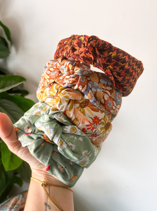 Fall Florals Top Knot Headbands | Cute Headband | Chunky | Autumn Styles | Comfy Headband |Boho Vibes