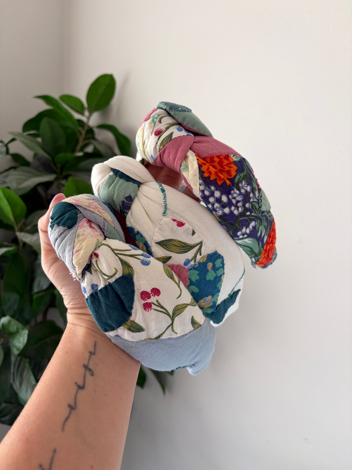 Floral Quilt Top Knot Headband | Vintage | Comfy Headbands | Flower Quilt