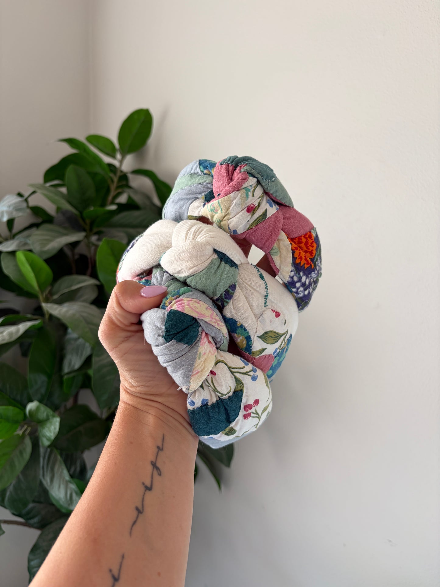 Floral Quilt Top Knot Headband | Vintage | Comfy Headbands | Flower Quilt