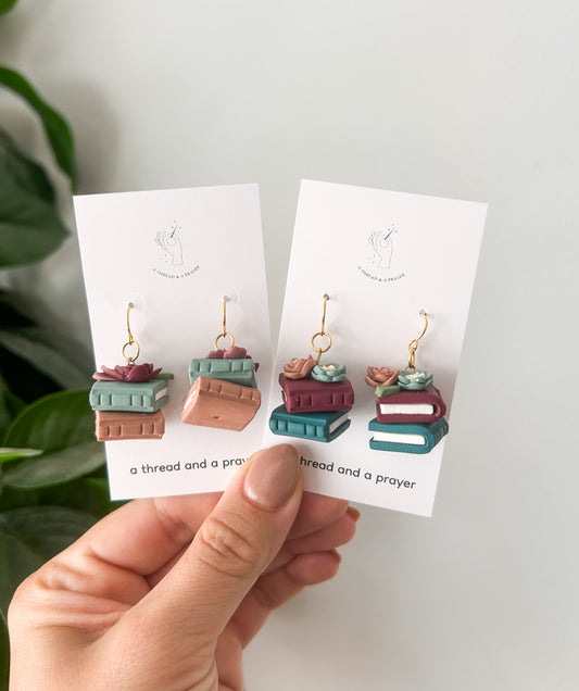 Floral Book Earrings | Library Book Stack | Reading is Fun | Library Earrings | Book Earring | Learning is Fun
