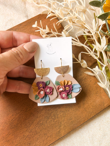Fall Floral Garden Earrings | Dainty Flower Earrings | Trendy Styles | Lightweight | Autumn Colors