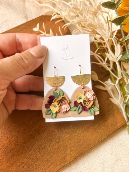 Fall Floral Garden Earrings | Dainty Flower Earrings | Trendy Styles | Lightweight | Autumn Colors