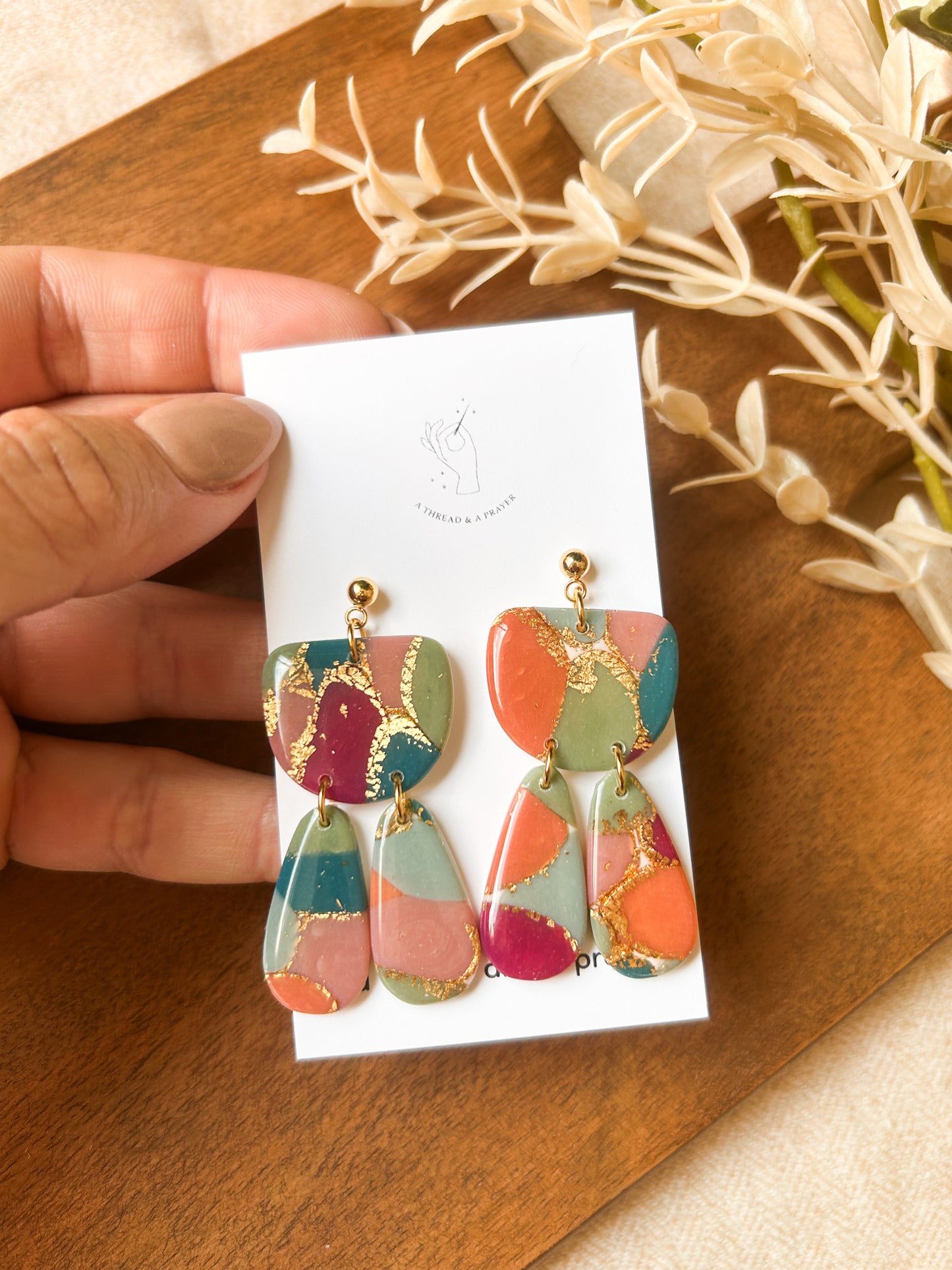 Fall Color Marble Earrings | Fancy Earrings | Glitter and Shine | Resin Coated Earrings | Lightweight