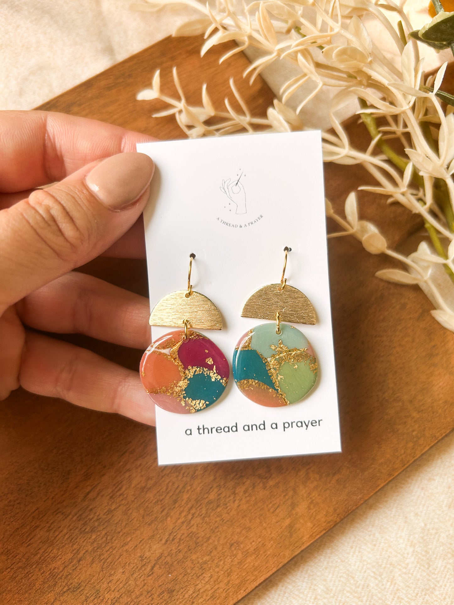 Fall Color Marble Earrings | Fancy Earrings | Glitter and Shine | Resin Coated Earrings | Lightweight