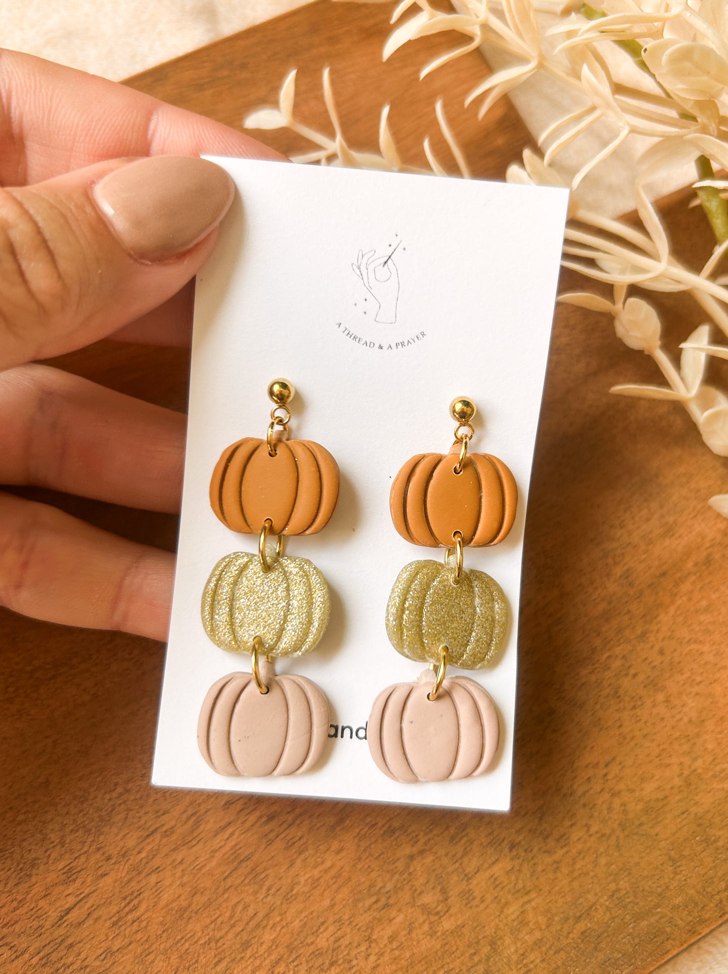 Neutral Color Pumpkin Stack Earrings | Autumn Colors | Fall Earrings | Earth Tones | Dainty Earrings | Lightweight