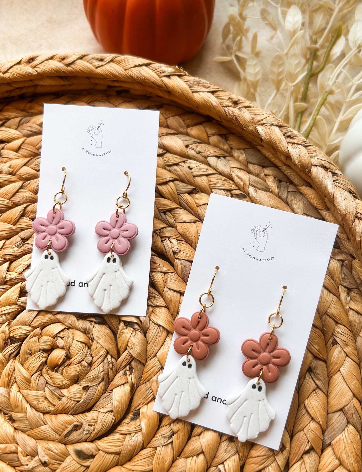 Floral Ghosties | Halloween | Ghost Earrings | Spooky | Dainty Earrings | Lightweight