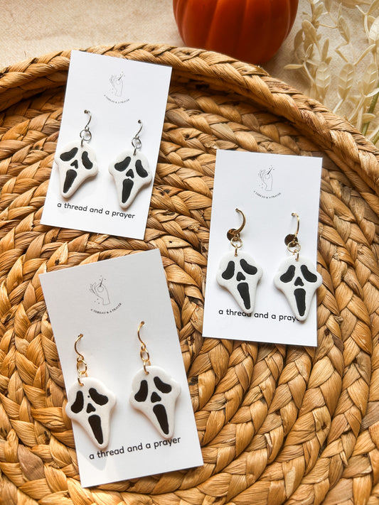 Don't SCREAM About It Clay  | Halloween | Mask Earrings | Spooky | Dainty Earrings | Lightweight