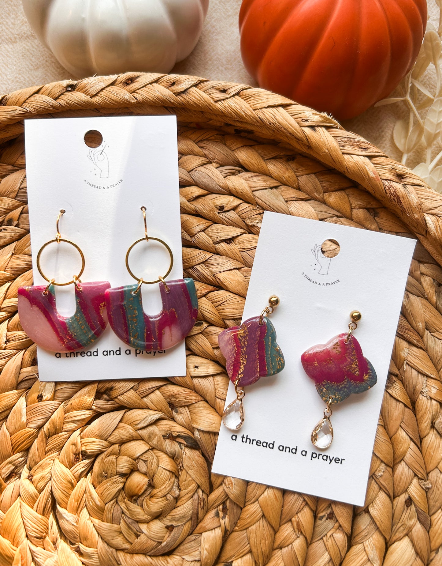 Purple Moment Marble Earrings | Resin Coated Earrings | Lightweight