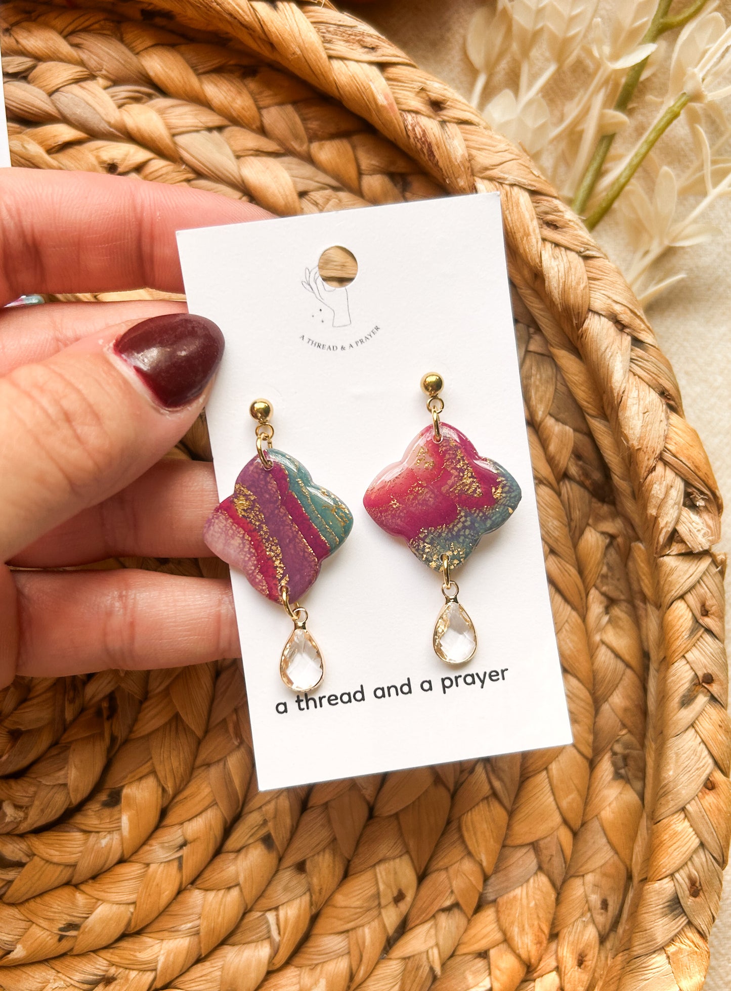 Purple Moment Marble Earrings | Resin Coated Earrings | Lightweight