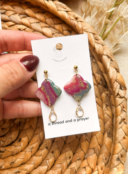 Purple Moment Marble Earrings | Resin Coated Earrings | Lightweight