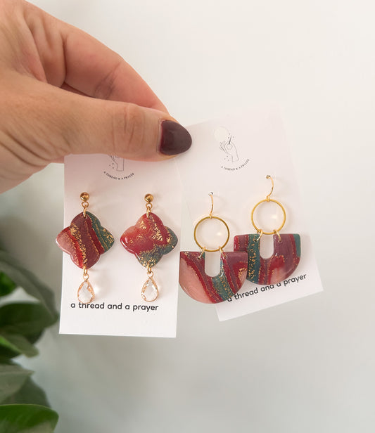 Purple Moment Marble Earrings | Resin Coated Earrings | Lightweight