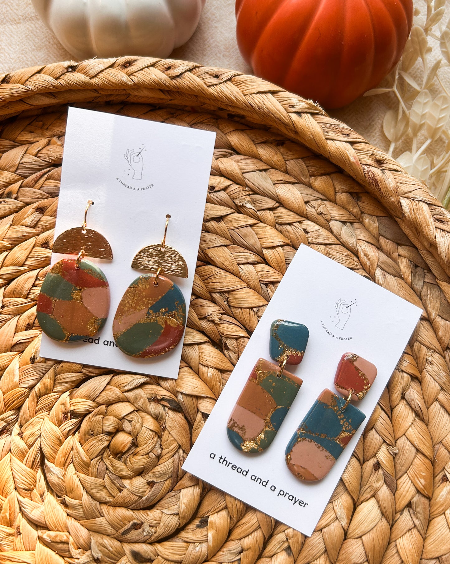 Harvest Season Marble Earrings | Resin Coated Earrings | Lightweight