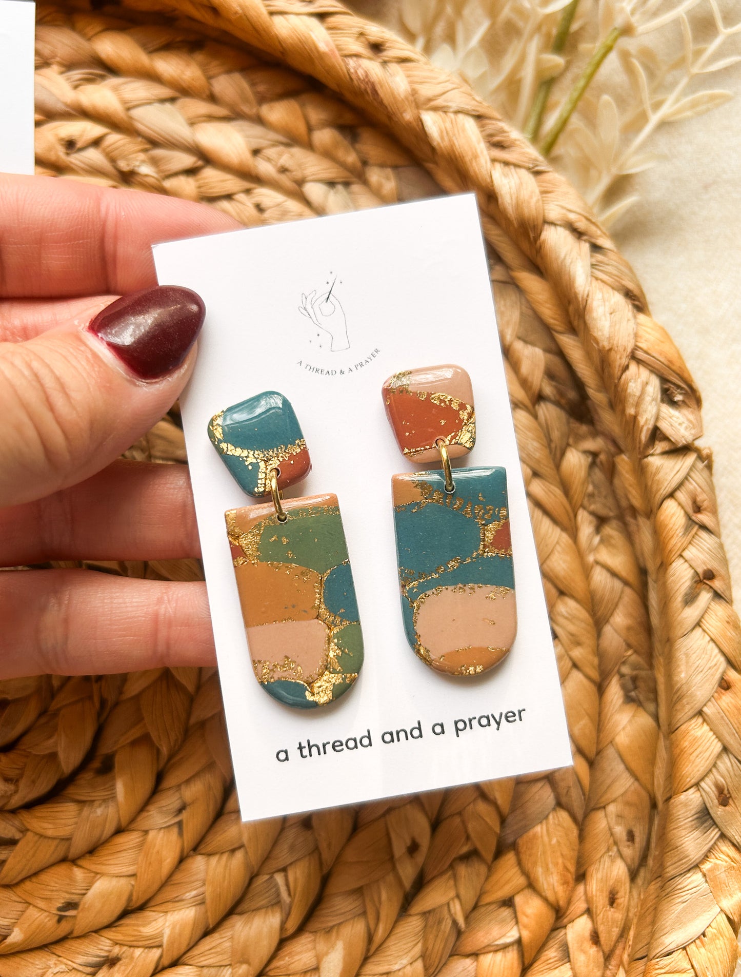 Harvest Season Marble Earrings | Resin Coated Earrings | Lightweight