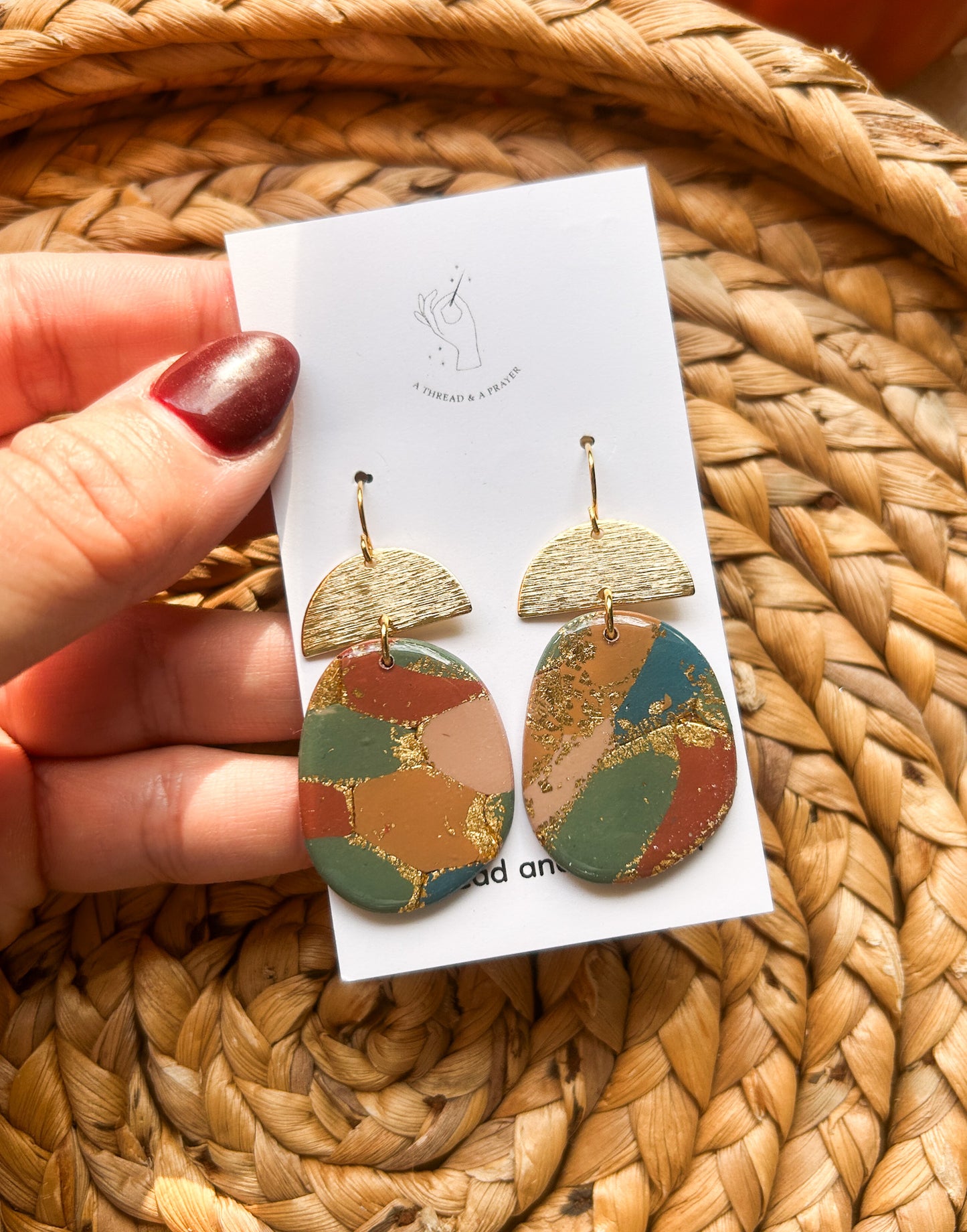 Harvest Season Marble Earrings | Resin Coated Earrings | Lightweight