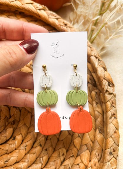 Fall Pumpkin Stack Earrings | Autumn Colors | Fall Earrings | Earth Tones | Pumpkin Patch | Lightweight