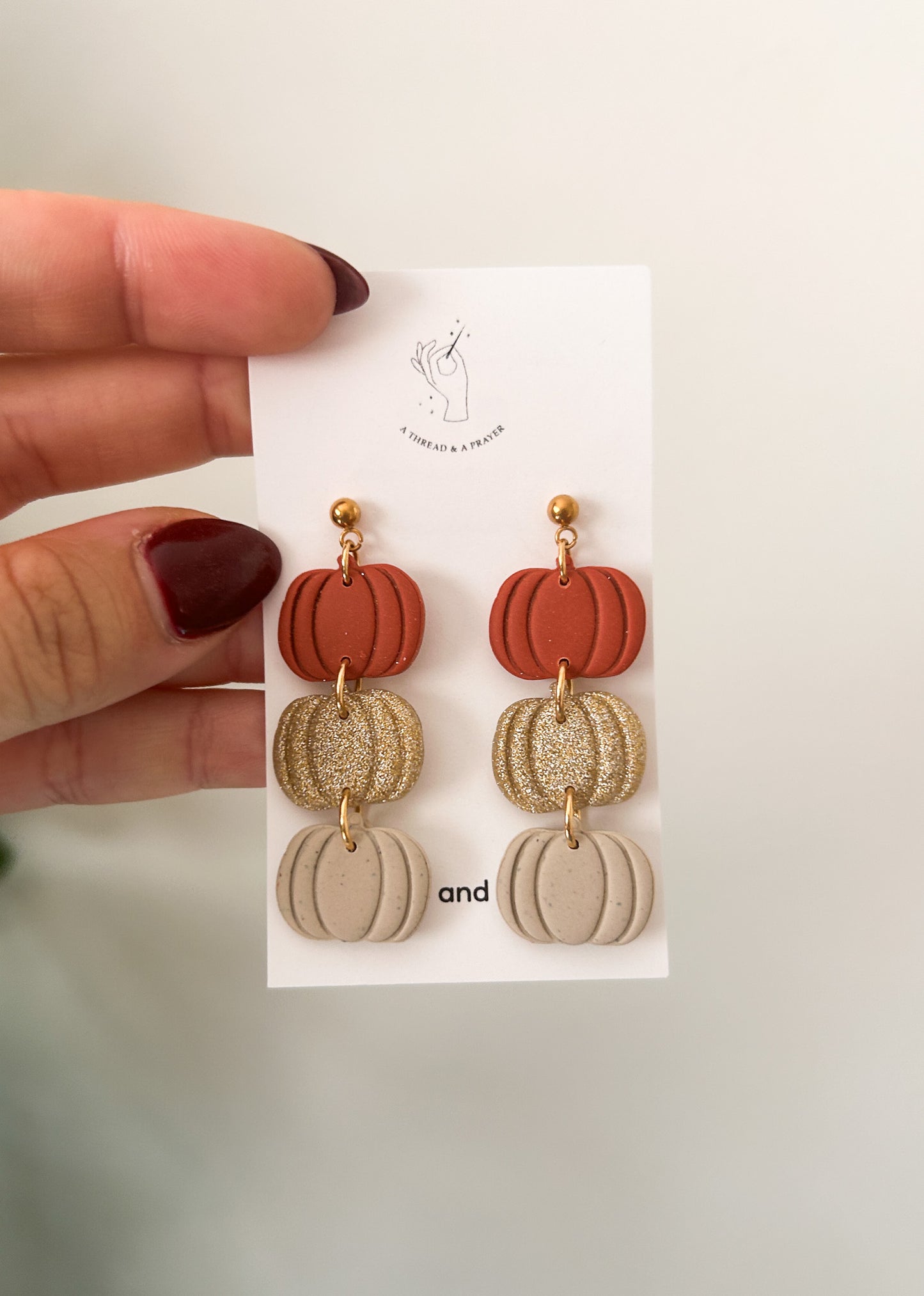 Gold and Neutrals Pumpkin Earrings | Autumn Colors | Fall Earrings | Earth Tones | Pumpkin Patch | Lightweight