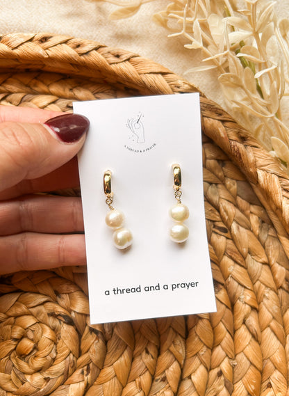 Classic Pearl Collection | Pearl Dangles | Gold | Everyday Earrings | Dainty | Lightweight | Classic