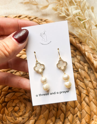 Classic Pearl Collection | Pearl Dangles | Gold | Everyday Earrings | Dainty | Lightweight | Classic