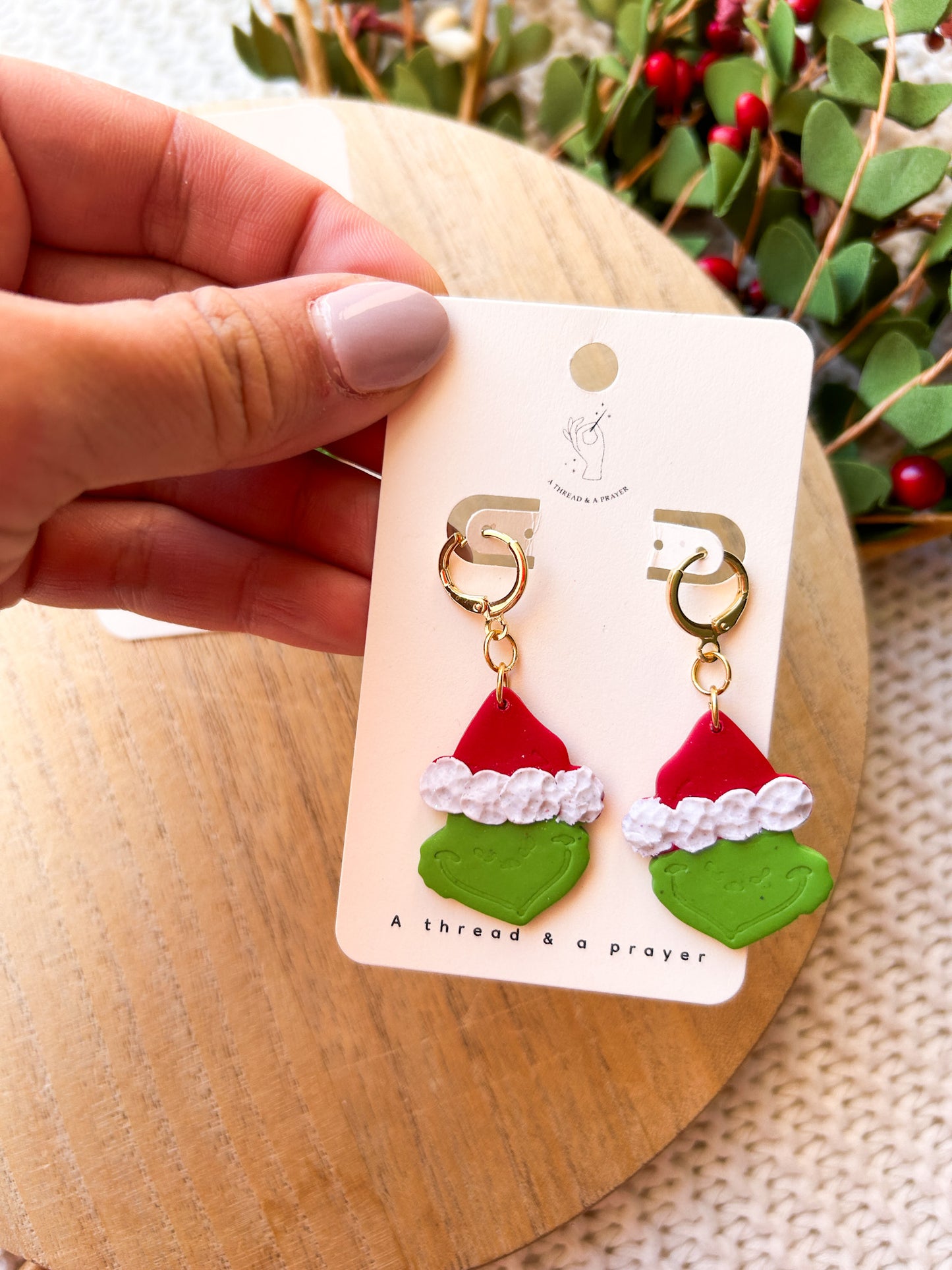 You're a Mean One Mr. Grinch Clay Earrings | Grinch Inspired | Christmas Earrings | Gift Earrings | Holiday Colors | Lightweight