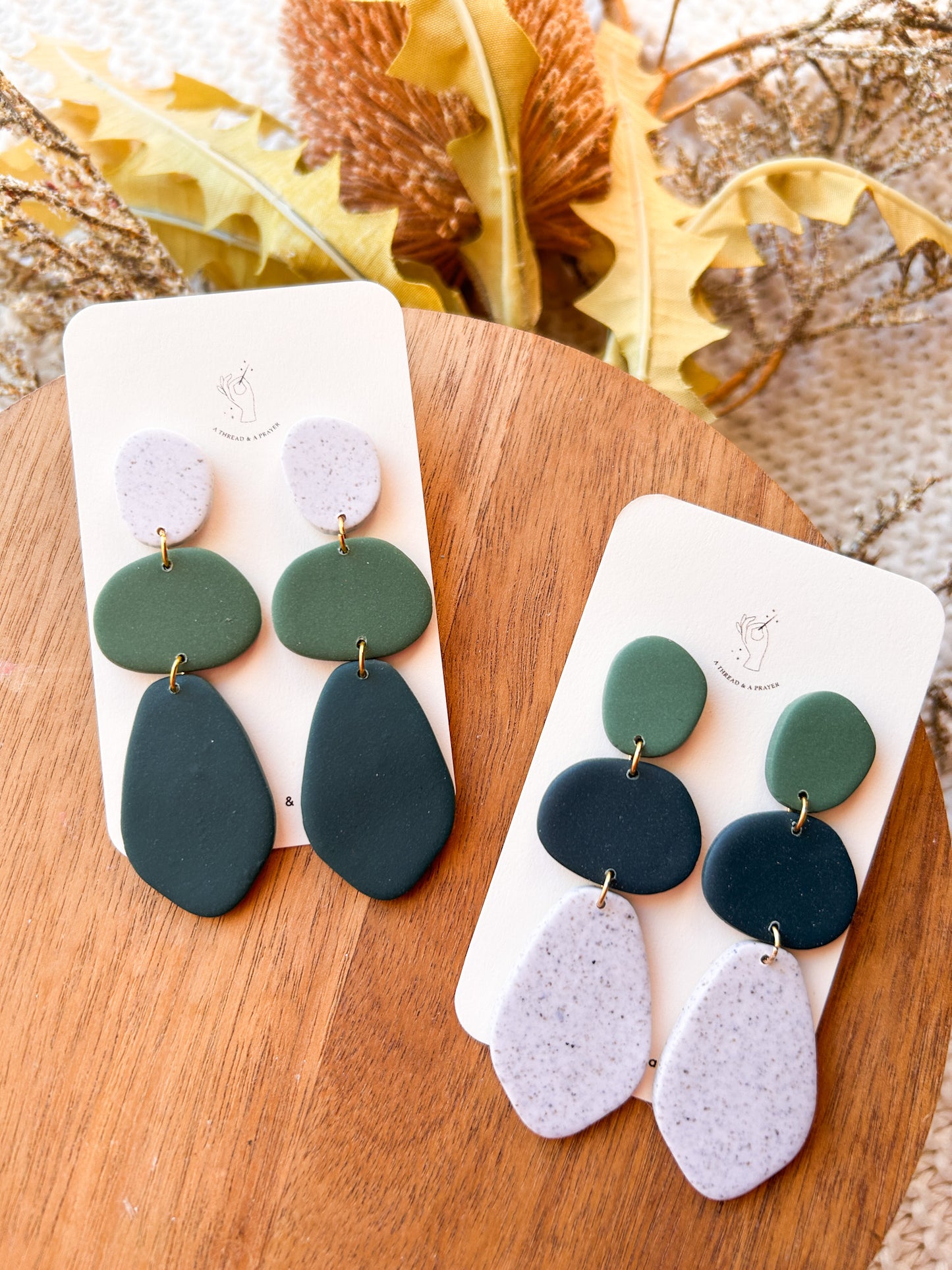 Gorgeous and Green Clay Dangle Polymer Clay Earrings | Winter Fashion | Winter Color Earrings | Statement Earrings | Lightweight