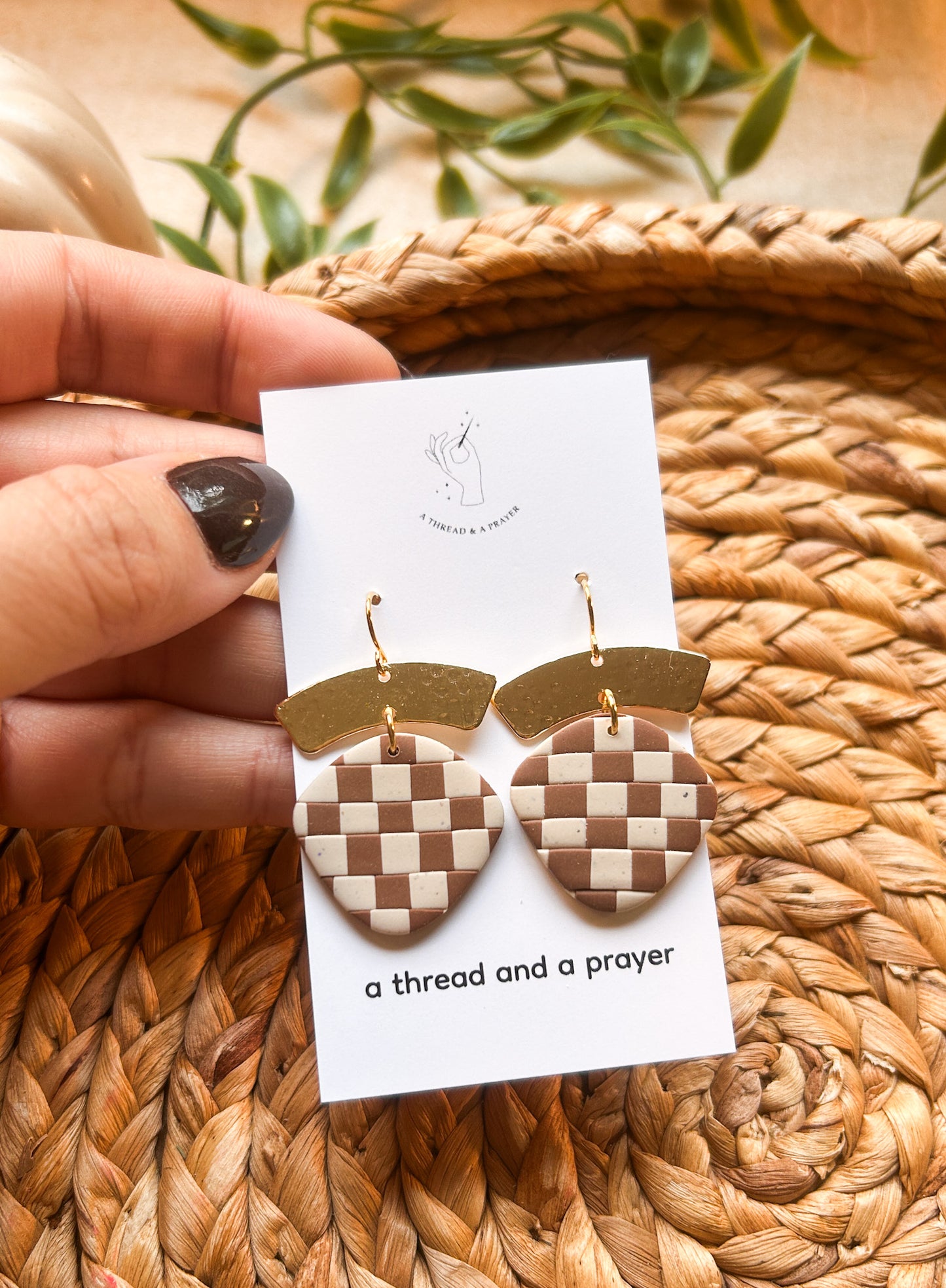 Neutral Trends Checkered Clay Earrings | Trendy Styles | Lightweight | Retro Vibes