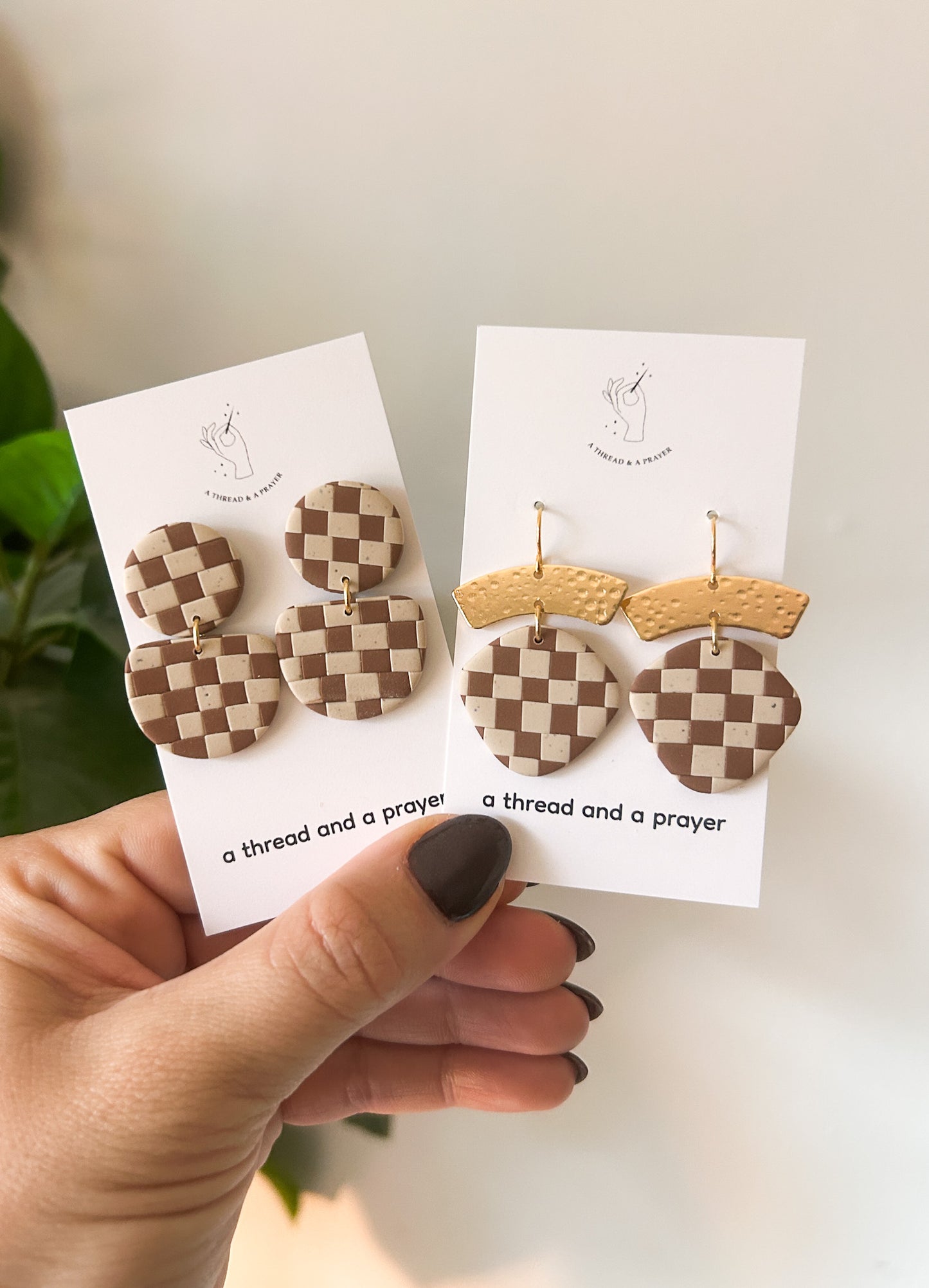 Neutral Trends Checkered Clay Earrings | Trendy Styles | Lightweight | Retro Vibes