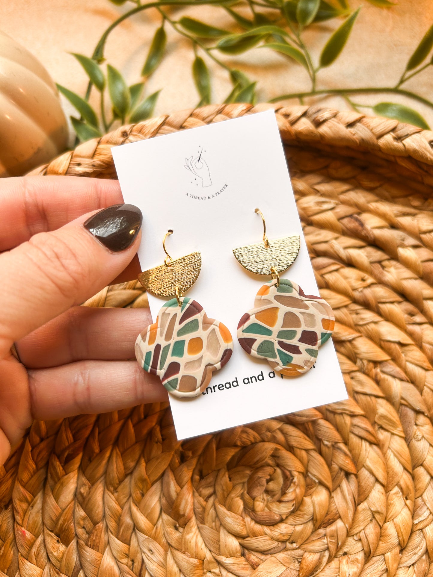 Earth Tone Stained Glass Earrings | Clay Dangles | Cute Jewelry | Handmade Earrings | Autumn Styles