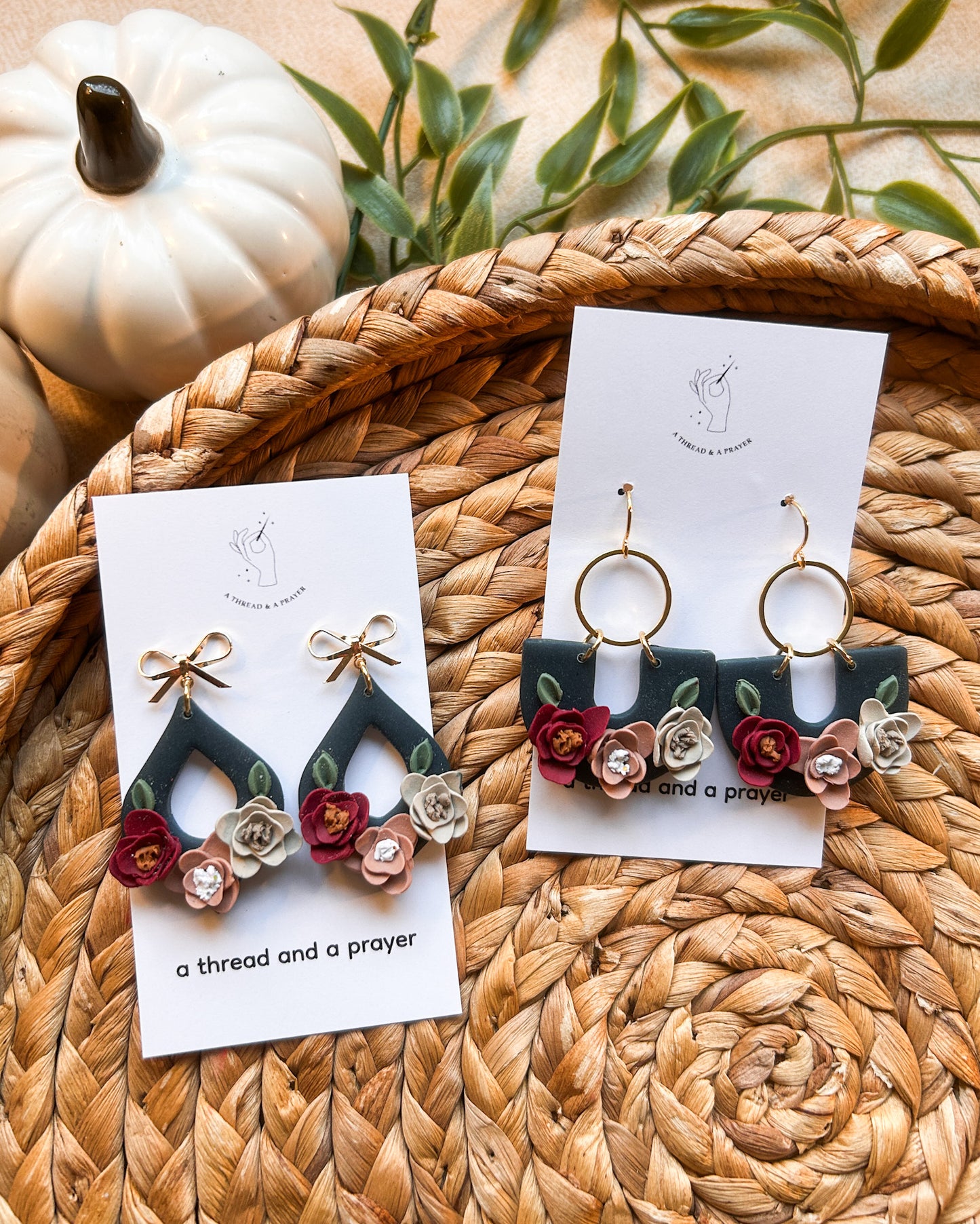 Romantic and Dainty Floral Fall Earrings | Navy | Flower Earrings | Flower Styles | Autumn Colors | Floral Garden