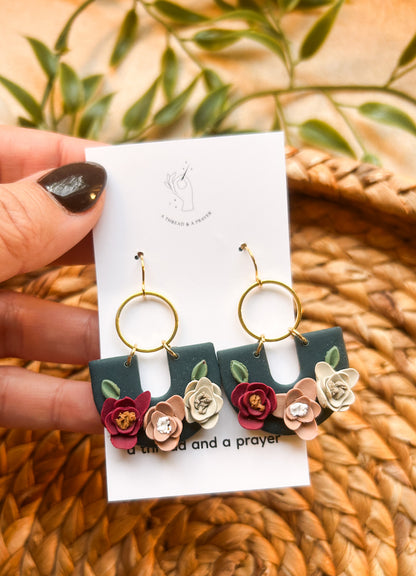 Romantic and Dainty Floral Fall Earrings | Navy | Flower Earrings | Flower Styles | Autumn Colors | Floral Garden