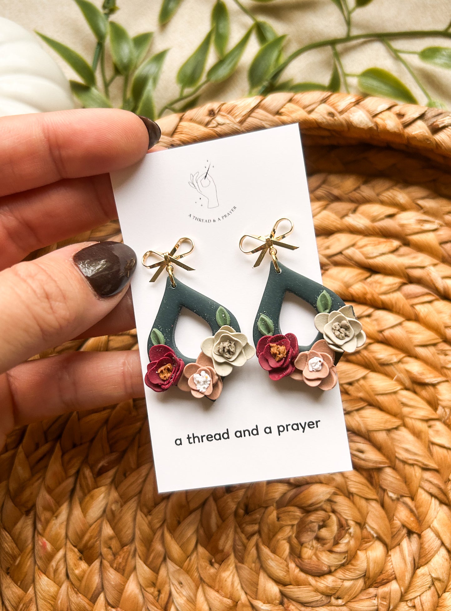 Romantic and Dainty Floral Fall Earrings | Navy | Flower Earrings | Flower Styles | Autumn Colors | Floral Garden