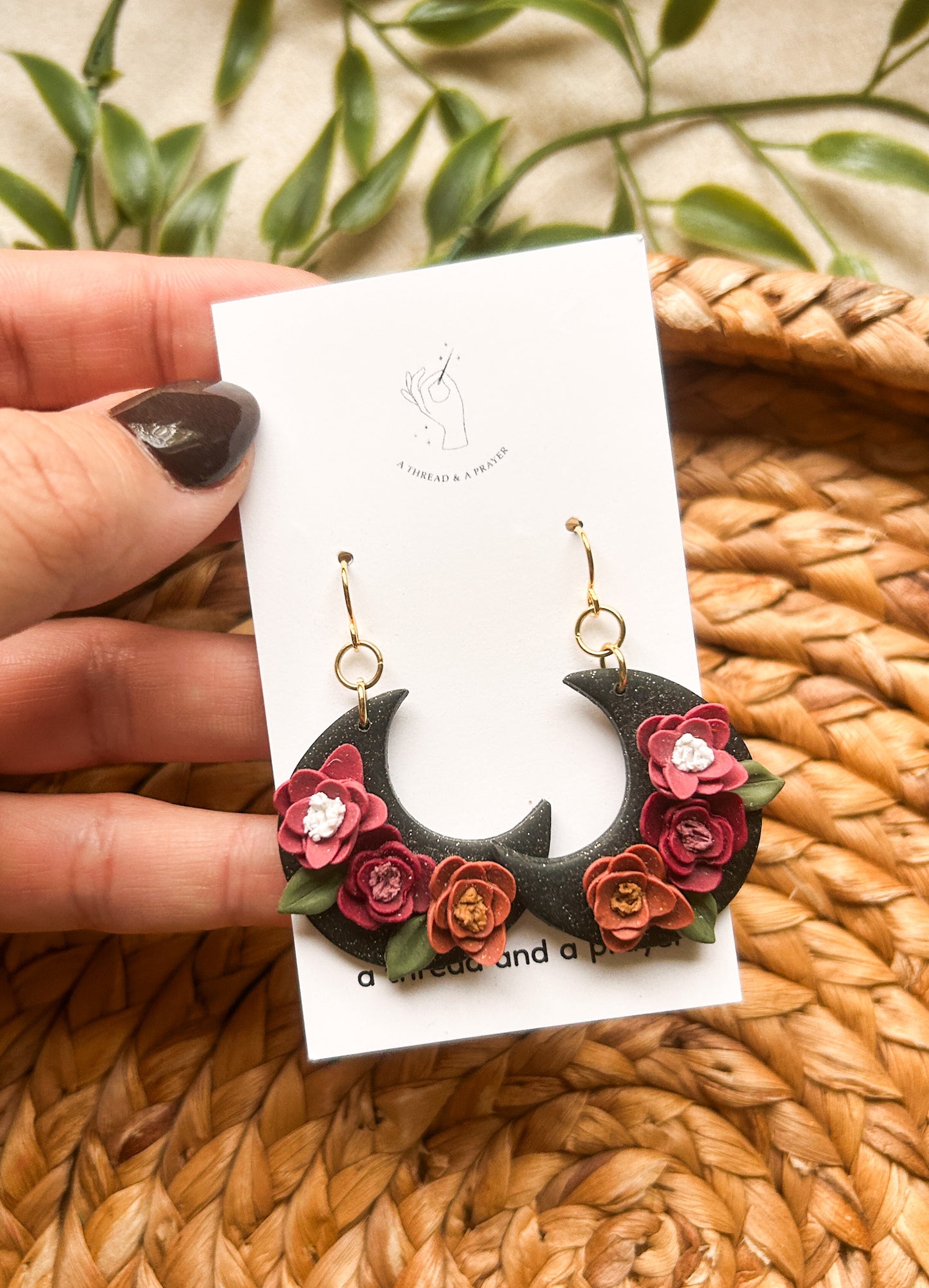 Celestial Floral Moons & Books | Spooky Season | Moon Earrings | Flower Styles | Autumn Colors | Book Styles