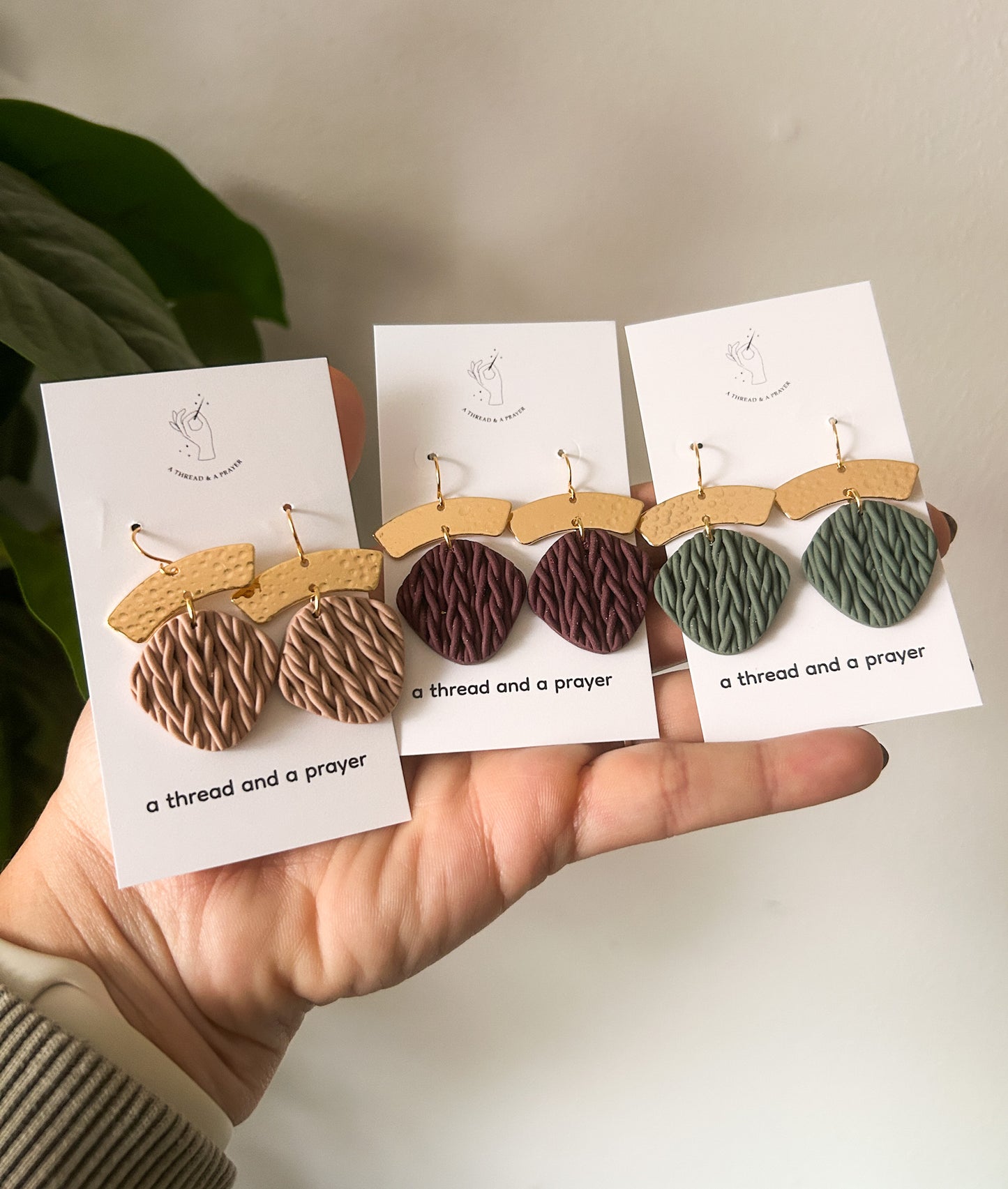 Knit Sweater Style Clay Earrings | Autumn | Fall Clay Earrings | Dainty
