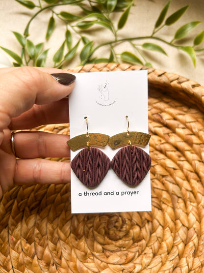 Knit Sweater Style Clay Earrings | Autumn | Fall Clay Earrings | Dainty